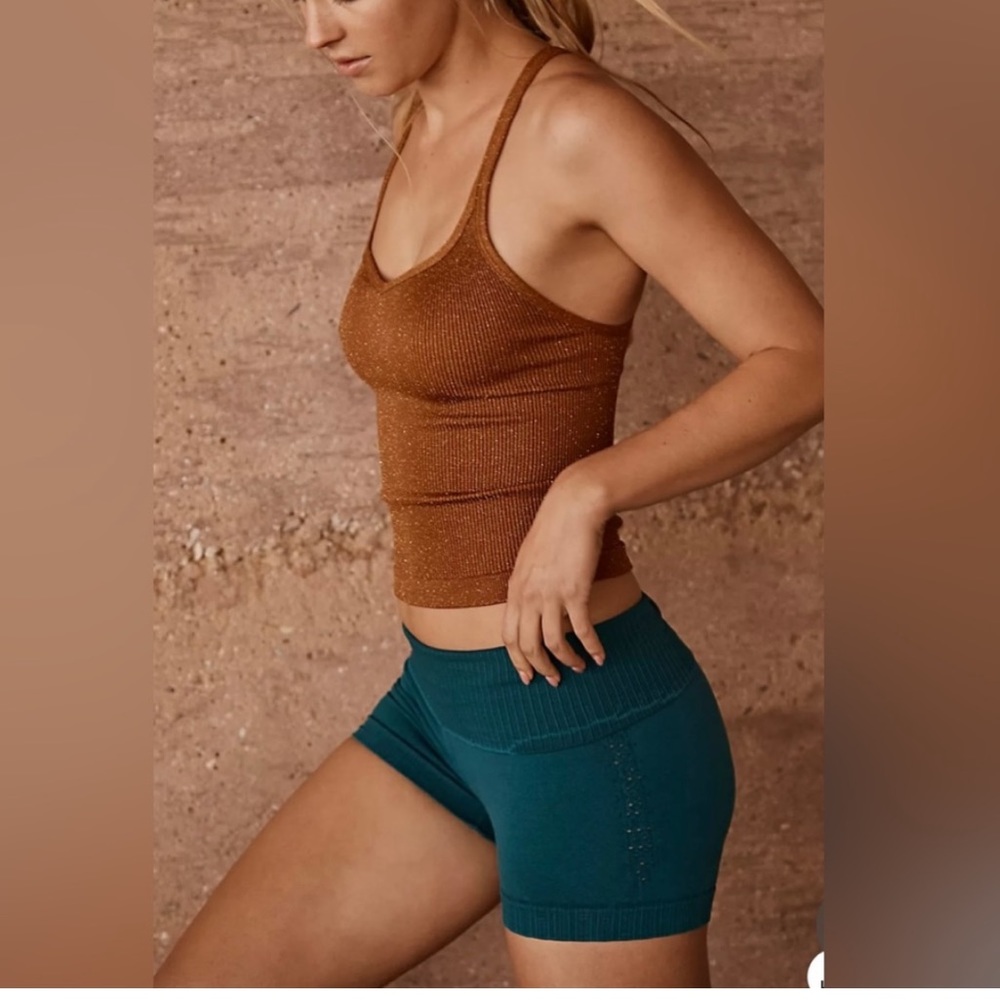 NWOT Free People Happiness Run Lurex Crop Tank